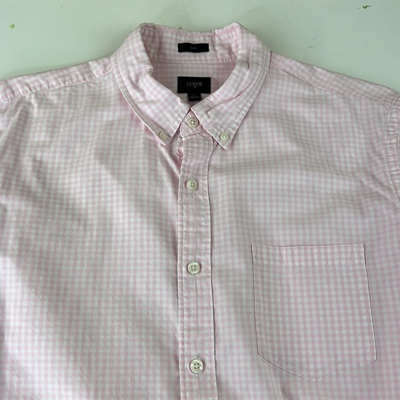 J Crew Factory slim fit pink &white gingham button down shirt - Picture 4 of 7